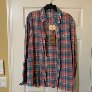 NWT Faherty Men's Casual Plaid Long Sleeve Tropical‎ Cotton Sun Berry Shirt XL